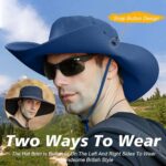 Chapeau de randonnée et de camping à large bord pour homme avec protection UV - Bleu – Image 5