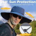 Chapeau de randonnée et de camping à large bord pour homme avec protection UV - Bleu – Image 6