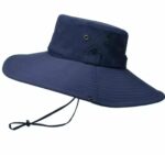 Chapeau de randonnée et de camping à large bord pour homme avec protection UV - Bleu – Image 2