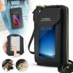 Sac à Écran Tactile Pour Femme Avec Étui Pour Téléphone Portable - Noir - Cuir - avec Bandoulière