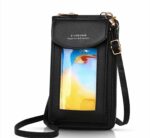 Sac à Écran Tactile Pour Femme Avec Étui Pour Téléphone Portable - Noir - Cuir - avec Bandoulière – Image 3