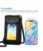 Sac à Écran Tactile Pour Femme Avec Étui Pour Téléphone Portable - Noir - Cuir - avec Bandoulière – Image 7