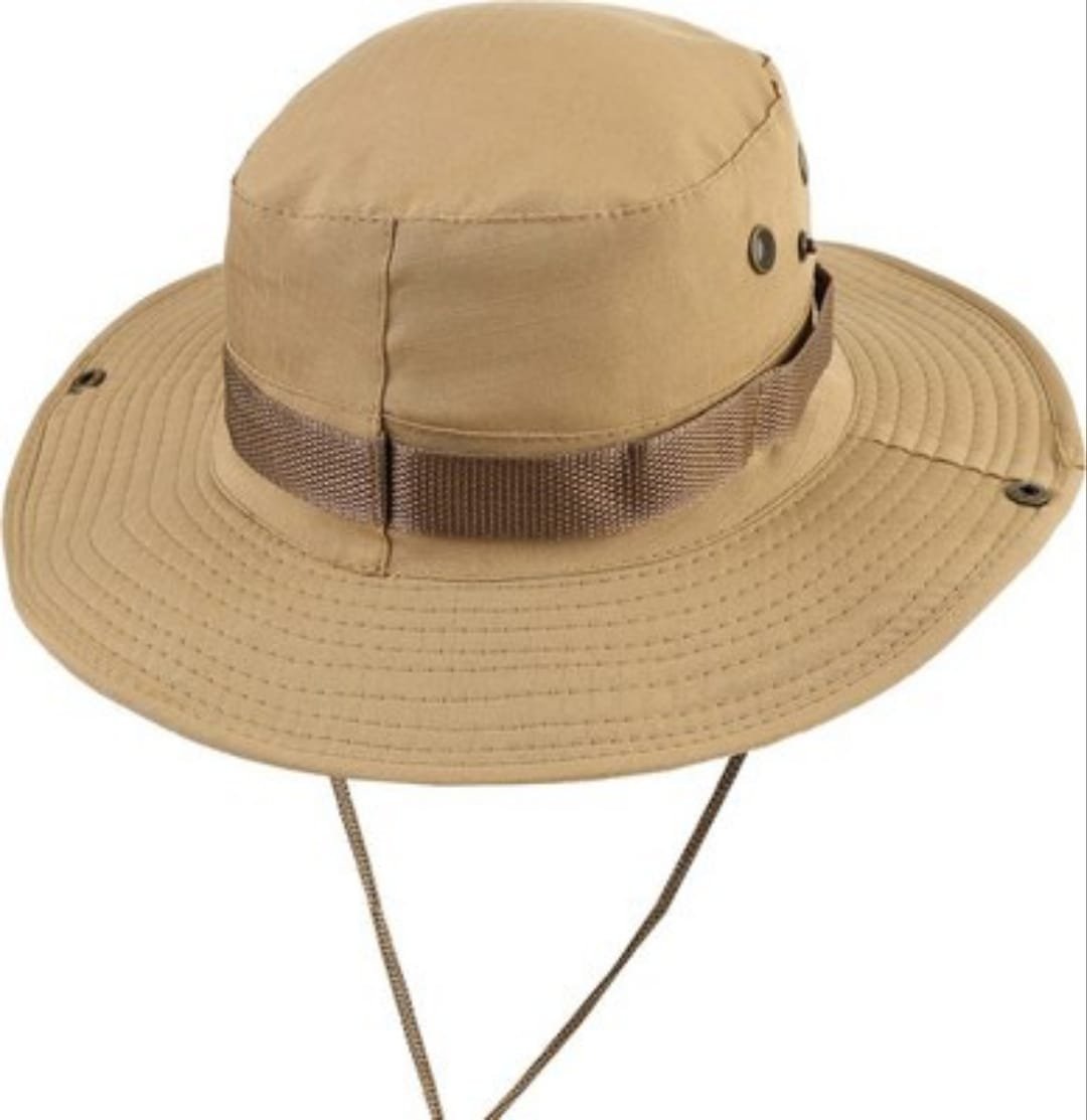 IMG-20250707-WA0000.jpg Chapeau De Seau Femme Et Homme - Protection Solaire Extérieure - Respirant - Pliable - Rayé Décontracté - Doux - Beige – Image 1