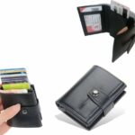 Portefeuille 2 en 1 Intelligent En Cuir Pour Cartes De Crédit – Billets De Banque – Métal Fin Pour Homme – Pliable – Noir
