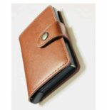 Mini Portefeuille Intelligent À Trois Volets -  Fibre de Carbone et Cuir - 5 cartes - 3 Compartiments Pour Billets - Beige – Image 6