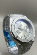 Montre Hublot Pour Homme – Bracelet En Acier Inoxydable – Résistance à l'eau - Qualité Premium - Argent – Image 4