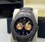 Montre Hublot Pour Homme – Bracelet En Acier Inoxydable – Résistance à l'eau - Qualité Premium - Noir et Doré – Image 3
