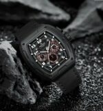 Montre Chronographe Naviforce NF8053 Pour Homme - Cuir Véritable - Tendance - Multifonction - Résistante à L’eau - Noir – Image 2