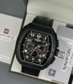 Montre Chronographe Naviforce NF8053 Pour Homme - Cuir Véritable - Tendance - Multifonction - Résistante à L’eau - Noir – Image 6