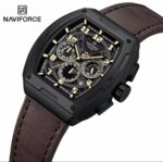 Montre Chronographe Naviforce NF8053 Pour Homme - Cuir Véritable - Tendance - Multifonction - Résistante à L’eau - Marron – Image 7