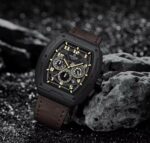 Montre Chronographe Naviforce NF8053 Pour Homme - Cuir Véritable - Tendance - Multifonction - Résistante à L’eau - Marron – Image 9