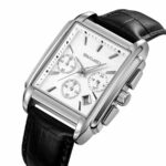 Montre De luxe SKMEI - Unisexe - Acier Inoxydable - Bracelet en Cuir Véritable - Résistante à L’eau - Fonction Analogique - Argent – Image 3