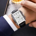 Montre De luxe SKMEI - Unisexe - Acier Inoxydable - Bracelet en Cuir Véritable - Résistante à L’eau - Fonction Analogique - Argent – Image 4