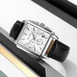 Montre De luxe SKMEI - Unisexe - Acier Inoxydable - Bracelet en Cuir Véritable - Résistante à L’eau - Fonction Analogique - Argent – Image 2