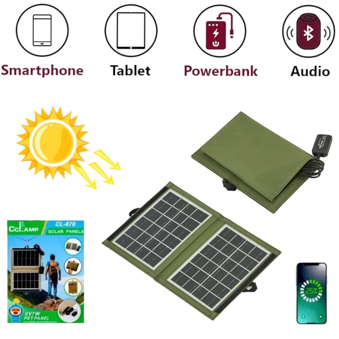 IMG-20250814-WA0054.jpg Panel De Charge Solaire - 6V -Chargeur Solaire Portable Avec Port USB Pour iPhone Smartphones Tablette - Vert – Image 1