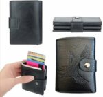 Portefeuille 2 en 1 Intelligent En Cuir Pour Cartes De Crédit – Billets De Banque – Métal Fin Pour Homme – Pliable – Noir – Image 3