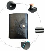 Portefeuille 2 en 1 Intelligent En Cuir Pour Cartes De Crédit – Billets De Banque – Métal Fin Pour Homme – Pliable – Noir – Image 5