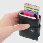 Portefeuille 2 en 1 Intelligent En Cuir Pour Cartes De Crédit – Billets De Banque – Métal Fin Pour Homme – Pliable – Noir – Image 7