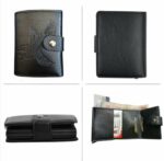 Portefeuille 2 en 1 Intelligent En Cuir Pour Cartes De Crédit – Billets De Banque – Métal Fin Pour Homme – Pliable – Noir – Image 2