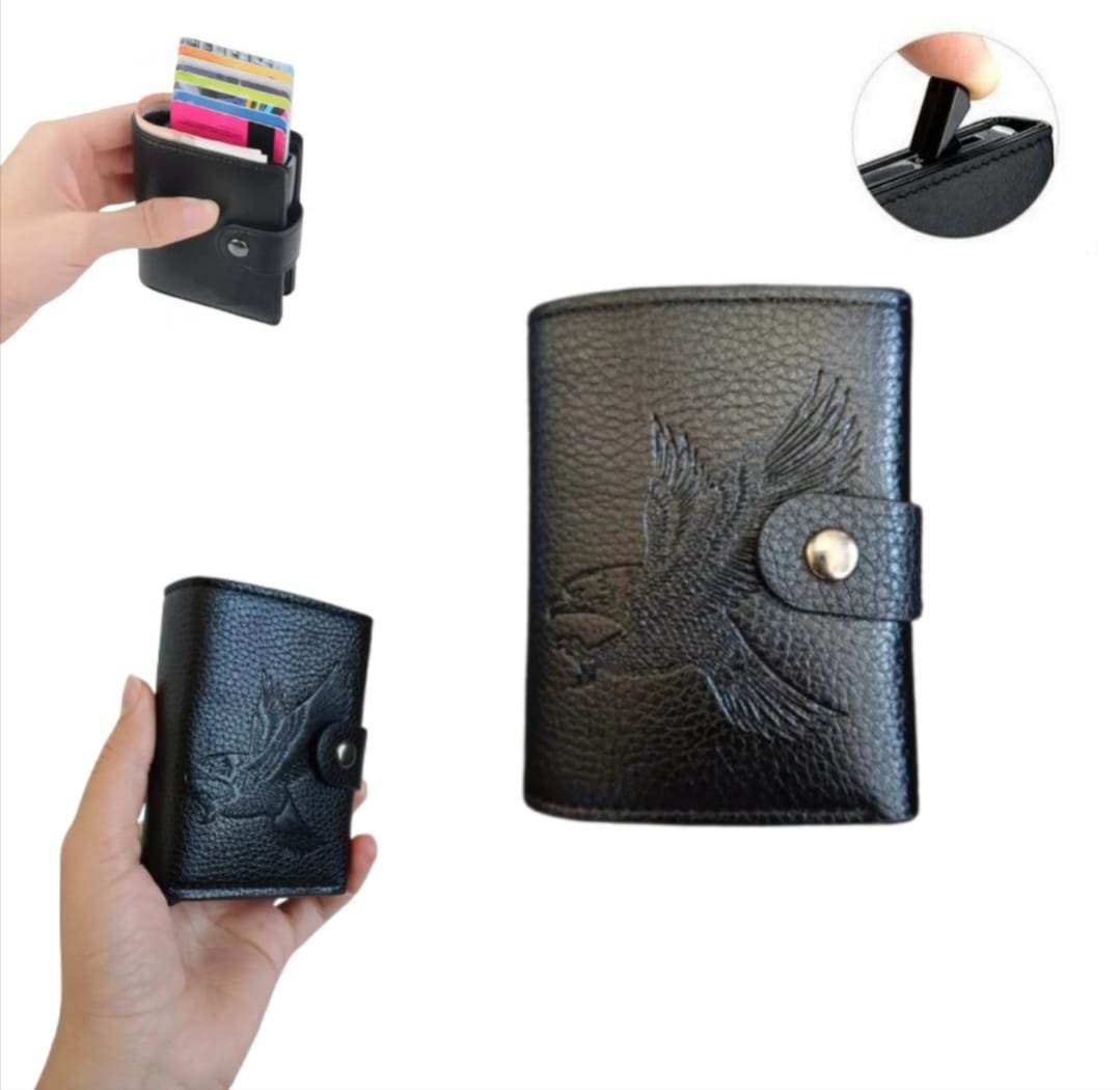 IMG-20250910-WA0038.jpg Portefeuille 2 en 1 Intelligent En Cuir Pour Cartes De Crédit – Billets De Banque – Métal Fin Pour Homme – Pliable – Noir – Image 1