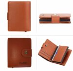 Portefeuille 2 en 1 Intelligent En Cuir Pour Cartes De Crédit – Billets De Banque – Métal Fin Pour Homme – Pliable - Beige – Image 3