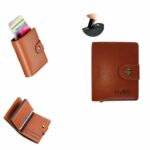 Portefeuille 2 en 1 Intelligent En Cuir Pour Cartes De Crédit – Billets De Banque – Métal Fin Pour Homme – Pliable - Beige