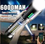 Lampe Torche Rechargeable Haute Luminosité - 5 Modes - Zoomable - Résistante À L'eau