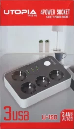 Multiprises MT-PF15 - 4 Ports - 2500 W CA - Interrupteur Marche/Arrêt - 2 Chargeurs USB - 1 Chargeur USB-C PD - 18 W - 2 Mètres – Image 6