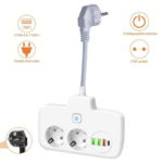 Multiprise Intelligent 6EN1 - 2 Port Prises CA - 3 USB - 1 TYPE C - Anti-Surtension Avec Interrupteur Ét Sécurité Enfant - T2435 - Blanc