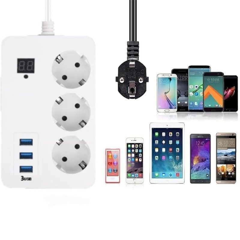 Polish_20251006_152410973.jpg Multiprises - 3 Port USB - 3 Prises De Courant – Image 1