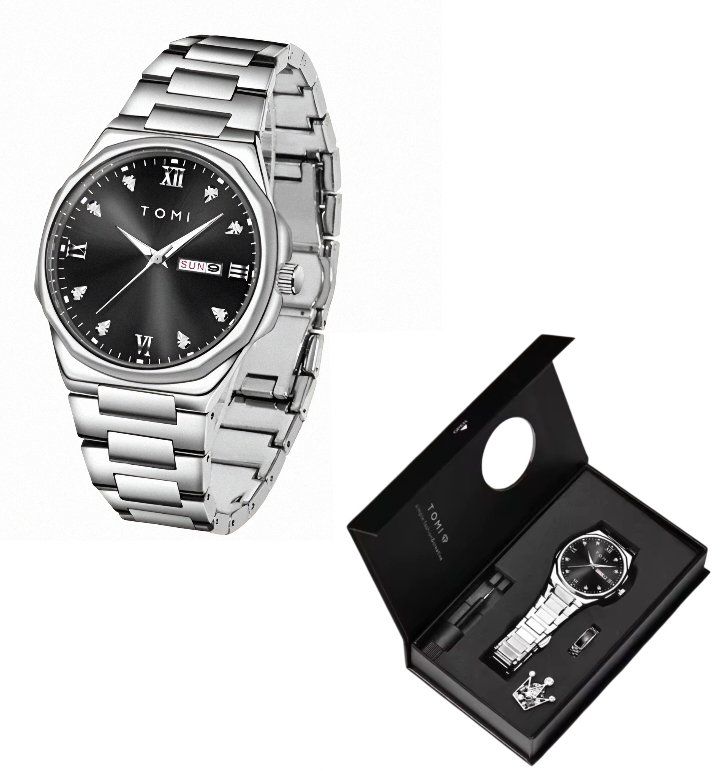 Polish_20251029_150823968.jpg Coffret Cadeau De Montres - Boîtier et Bracelet en Acier Inoxydable Ultra-fin - Quartz Pratique – Image 1