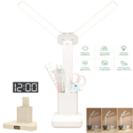 Lampe De Bureau LED Rechargeable - 3 Modes D'éclairage - Lumière Douce Pour La Lecture Et Le Bien-être Des Yeux - Support De Téléphone - Montre Numérique – Image 7