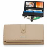 Portefeuille De Luxe Pour Femme Avec Porte-Monnaie - 100 % Cuir Véritable - Multifonctionnel - Grande Capacité - Beige