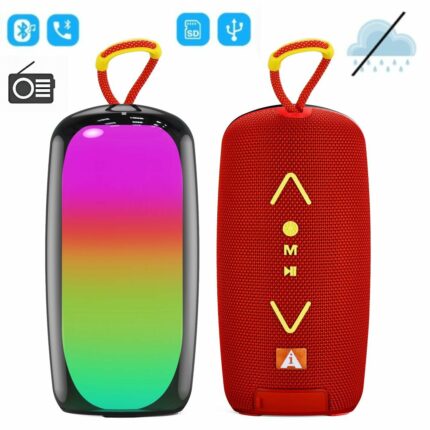 Baffle Sans Fil Étanche Avec Éclairage LED RGB - Bluetooth -  Basses Actives TWS - Son Haute Fidélité - Idéale Pour Écouter De La Musique En Extérieur - Radio FM