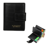 Portefeuille 2 en 1 Intelligent En Cuir Pour Cartes De Crédit – Billets De Banque – Métal Fin Pour Homme – Pliable – Noir