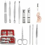 Ensemble Professionnel De Manucure et Pédicure 10 Pièces Multifonctions Avec Boîte de Cadeau