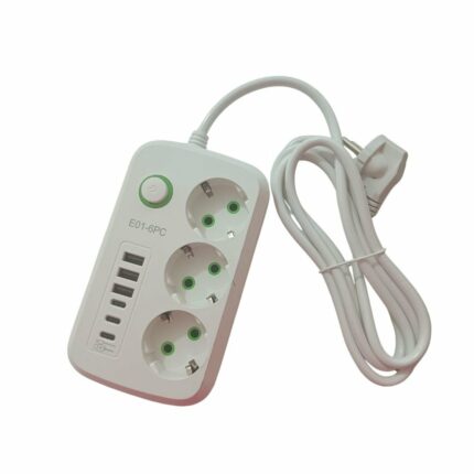Rallonge Multiprise avec 3 USB - 3 Prises - 3 type C - Blanc