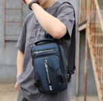 Sac à dos Antivol - Étanche - avec port de chargement USB - Multi-Poches - Homme et Femme - Bleu – Image 9