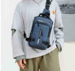 Sac à dos Antivol - Étanche - avec port de chargement USB - Multi-Poches - Homme et Femme - Bleu – Image 5