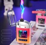 Briquet à Arc Double Rechargeable De Type C - Corps Transparent - Affichage LED de la batterie - Plasma Pulsé - Portable et Coupe-vent – Image 5