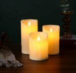 Pack de 3 Bougies Décoratives à LED - Électroniques - Sans Flamme - Cylindriques