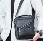 Sacs en Cuir Pour Hommes - Luxueux et à La Mode - Multi-Poches - Noir – Image 4