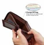 Portefeuille Court pour Homme - Pince à Billets Multi-Cartes - Grande Capacité - Simple - Marron – Image 3
