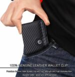 Mini Portefeuille Intelligent À Trois Volets -  Fibre De Carbone et Cuir - 5 cartes - 3 Compartiments Pour Billets – Image 4