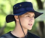 Chapeau De Soleil Pliable à Large Bord Avec Protection UV - Unisexe  Bleu – Image 3