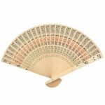 Éventail Pliable En Vois De  Santal Pour Anniversaires Mariages et Décoration D'intérieur