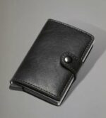 Mini Portefeuille Intelligent À Trois Volets -  Fibre de Carbone et Cuir - 5 cartes - 3 Compartiments Pour Billets Noir – Image 11