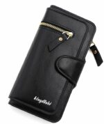 Nouveau Portefeuille Pour Femme Avec Porte-Monnaie - Cuir Synthétique - Multifonction - Grande Capacité - Noir – Image 4