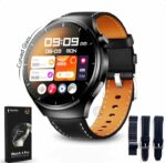 Montre Connectée AMOLED RW-32 4 Pro - Circulaire - Haute Définition - Courbée Avec Triple Bracelet et Chargeur Sans Fil - Noir – Image 2