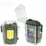Briquet Multifonction - Résistant Aux Chocs - Coupe-Vent - Étanche - Affichage LED - Lampe Torche Puissante Intégrée Multicolore